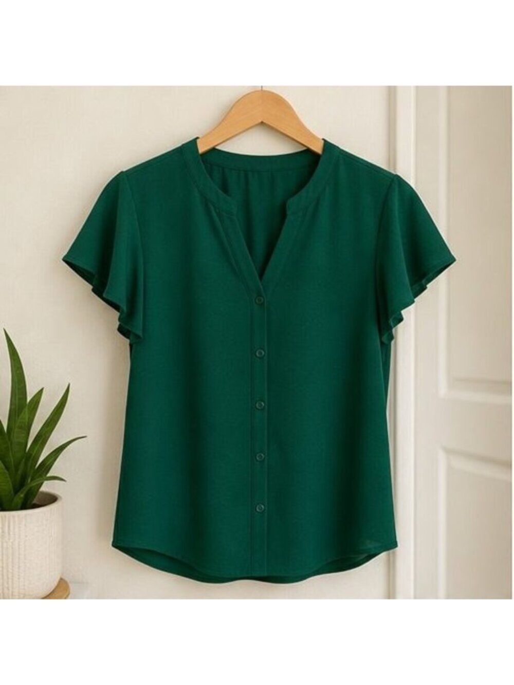Emerald Tie Neck Blouse